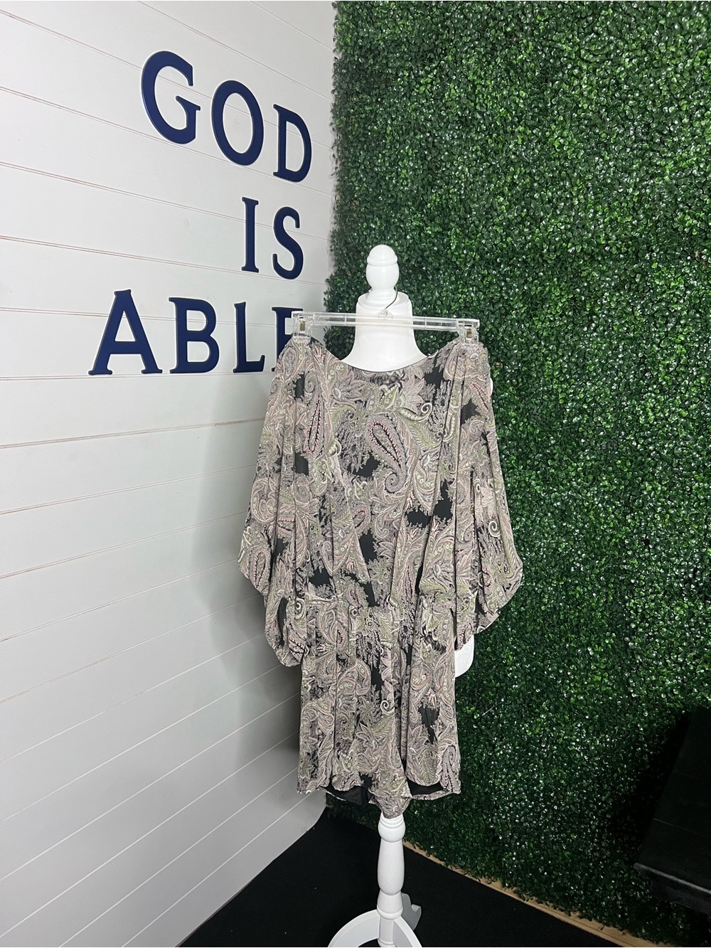Paisley Print Short Jumpsuit in Black and Taupe
